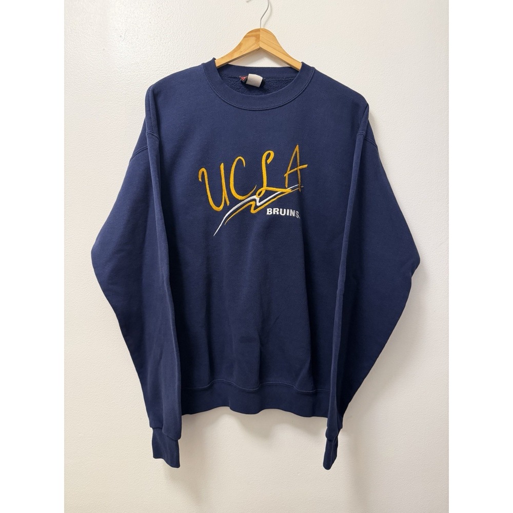 Vintage 90s UCLA Navy Blue Crewneck Sweatshirt Adult Large Made In USA Pullover